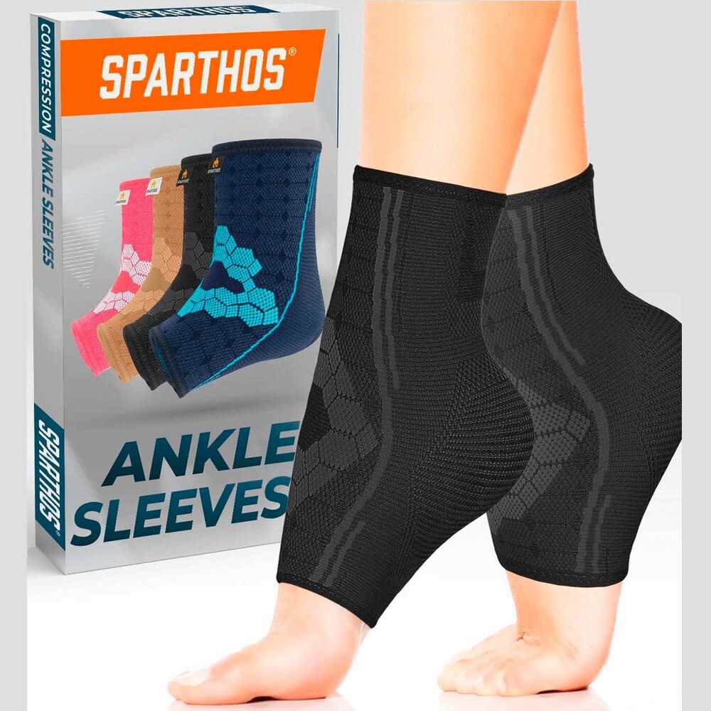 SPARTHOS ~ Compression Ankle Sleeves ~ Black XL ~ NIB